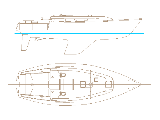 CAD drawing of sailboat