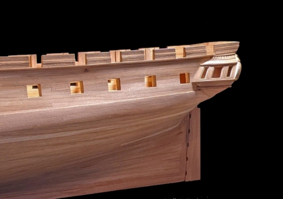 Stern galleries and gunports of Constitution model