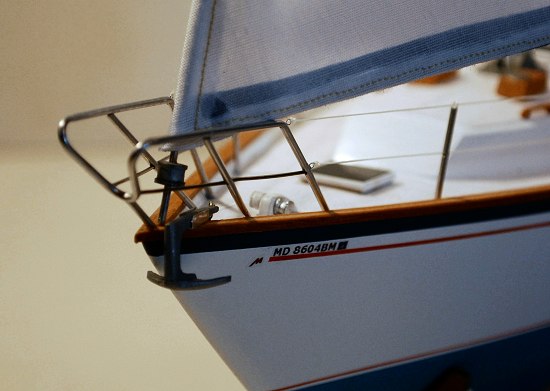 image of model sailboat pulpit