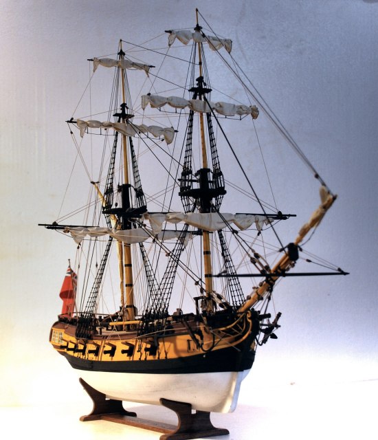 image of the bows of HMS Ontario ship model