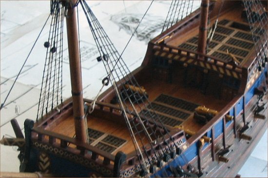 Deck view of a 16th century scale model galleon