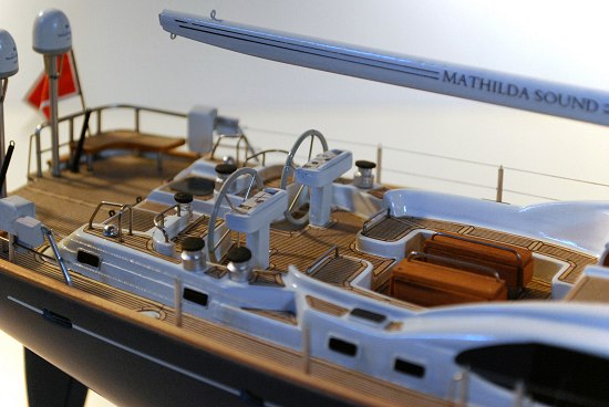 helm of luxury sailboat model